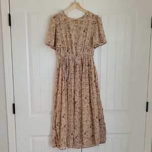 Floral Beige Midi Dress